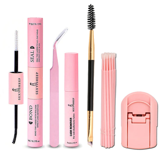 Lash Bond and Seal 10ml Individual Lashes Glue Super Strong Hold and Lash Glue Remover 5ml Eyelash Curler Tweezers Kit