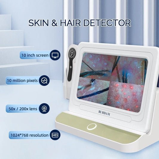 10 inch HD Display Professional Skin Analyzer 50X/200X Magnifying Pore Magnifier Hair Follicle Scalp Detector Skin Test Device