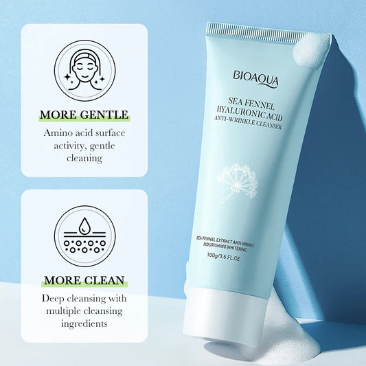 Sea fennel Hyaluronic acid Facial cleanser Anti-wrinkle Soothing Deep cleaning Not tense Oil control Facial cleansing skincare