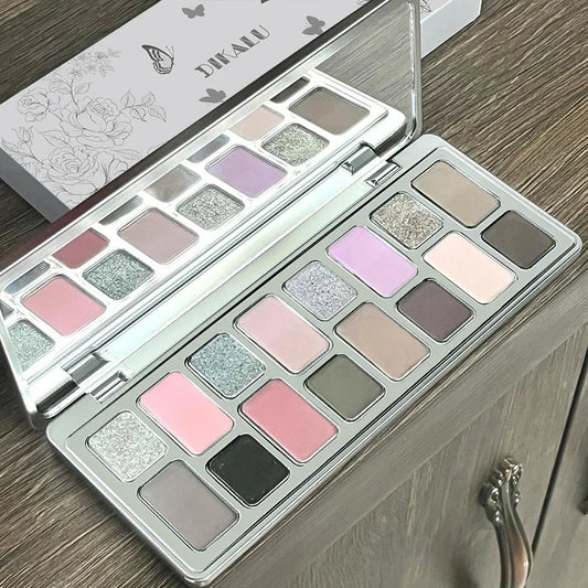 16 Color Eye Shadow Makeup Palette Black Pink Grey Blue Green Pearlescent Diamonds Glitter Eyeshadow Pro Eye Cosmetics Makeup